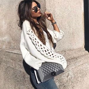 Zara Knit Cropped Blogger Sweater Cream 1 LEFT!